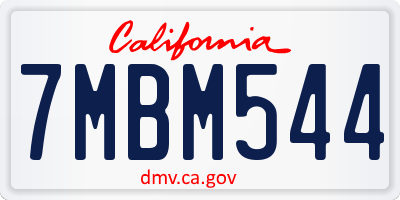 CA license plate 7MBM544
