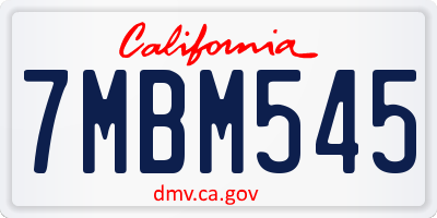 CA license plate 7MBM545