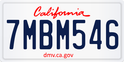 CA license plate 7MBM546
