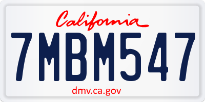 CA license plate 7MBM547
