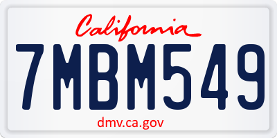 CA license plate 7MBM549