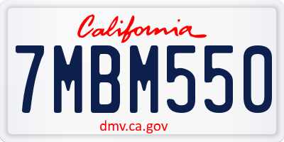 CA license plate 7MBM550