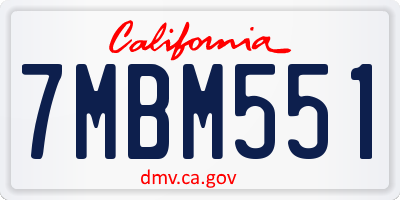 CA license plate 7MBM551