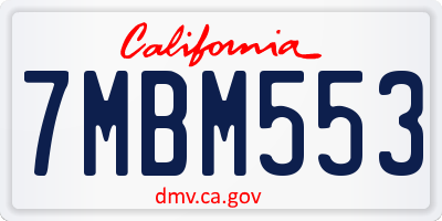 CA license plate 7MBM553