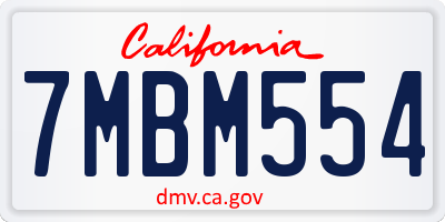 CA license plate 7MBM554