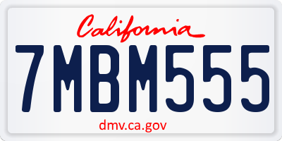CA license plate 7MBM555