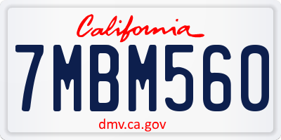 CA license plate 7MBM560