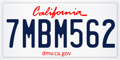 CA license plate 7MBM562