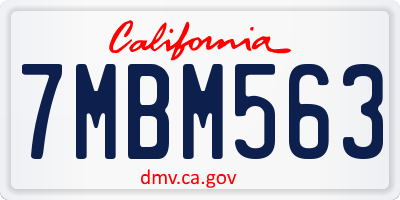 CA license plate 7MBM563