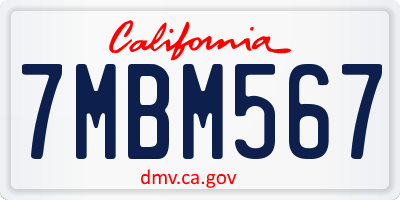 CA license plate 7MBM567