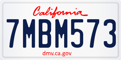 CA license plate 7MBM573