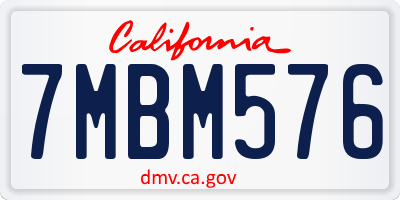 CA license plate 7MBM576