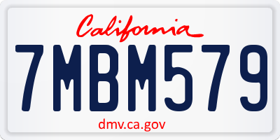CA license plate 7MBM579