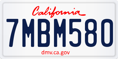 CA license plate 7MBM580