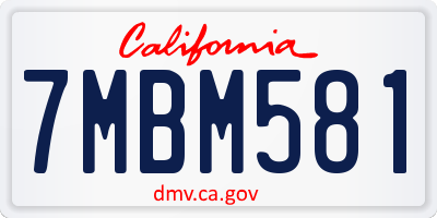 CA license plate 7MBM581