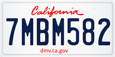 CA license plate 7MBM582