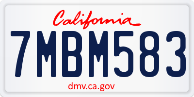 CA license plate 7MBM583