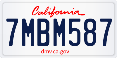 CA license plate 7MBM587