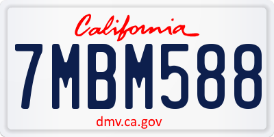 CA license plate 7MBM588