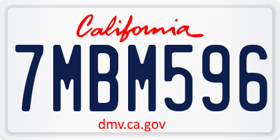 CA license plate 7MBM596