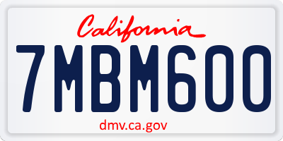 CA license plate 7MBM600