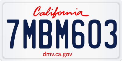 CA license plate 7MBM603