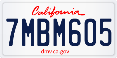 CA license plate 7MBM605