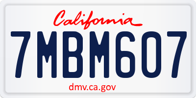 CA license plate 7MBM607