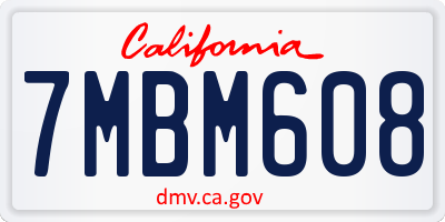 CA license plate 7MBM608