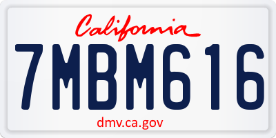 CA license plate 7MBM616