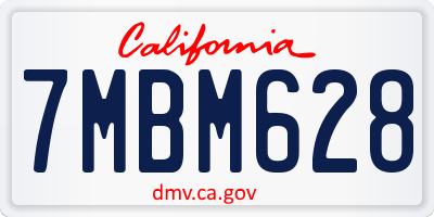 CA license plate 7MBM628