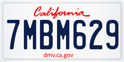 CA license plate 7MBM629