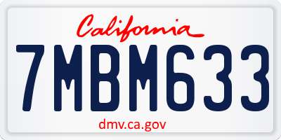 CA license plate 7MBM633