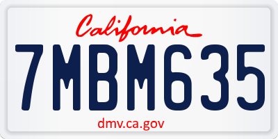 CA license plate 7MBM635