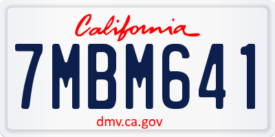 CA license plate 7MBM641
