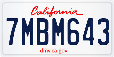 CA license plate 7MBM643
