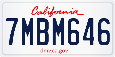 CA license plate 7MBM646