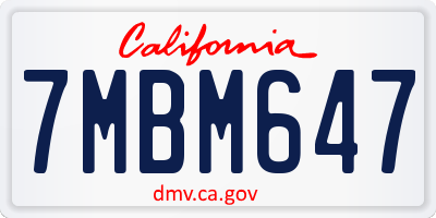 CA license plate 7MBM647