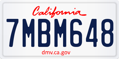 CA license plate 7MBM648