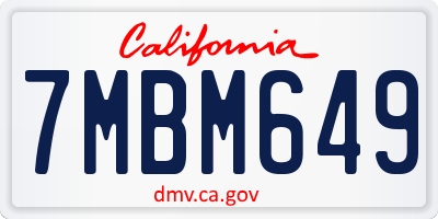 CA license plate 7MBM649