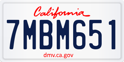 CA license plate 7MBM651