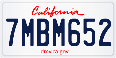CA license plate 7MBM652