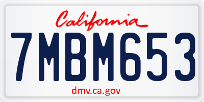 CA license plate 7MBM653