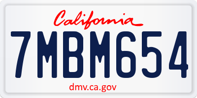 CA license plate 7MBM654