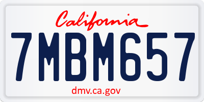 CA license plate 7MBM657