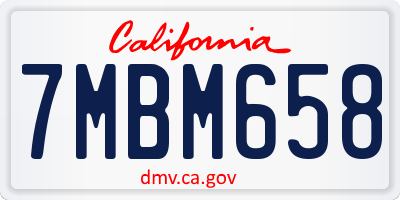 CA license plate 7MBM658