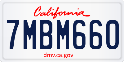 CA license plate 7MBM660