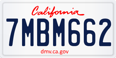 CA license plate 7MBM662