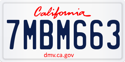 CA license plate 7MBM663