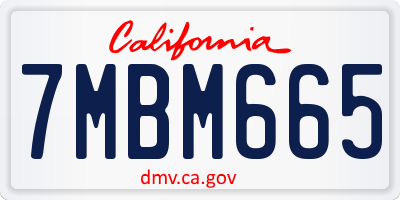 CA license plate 7MBM665